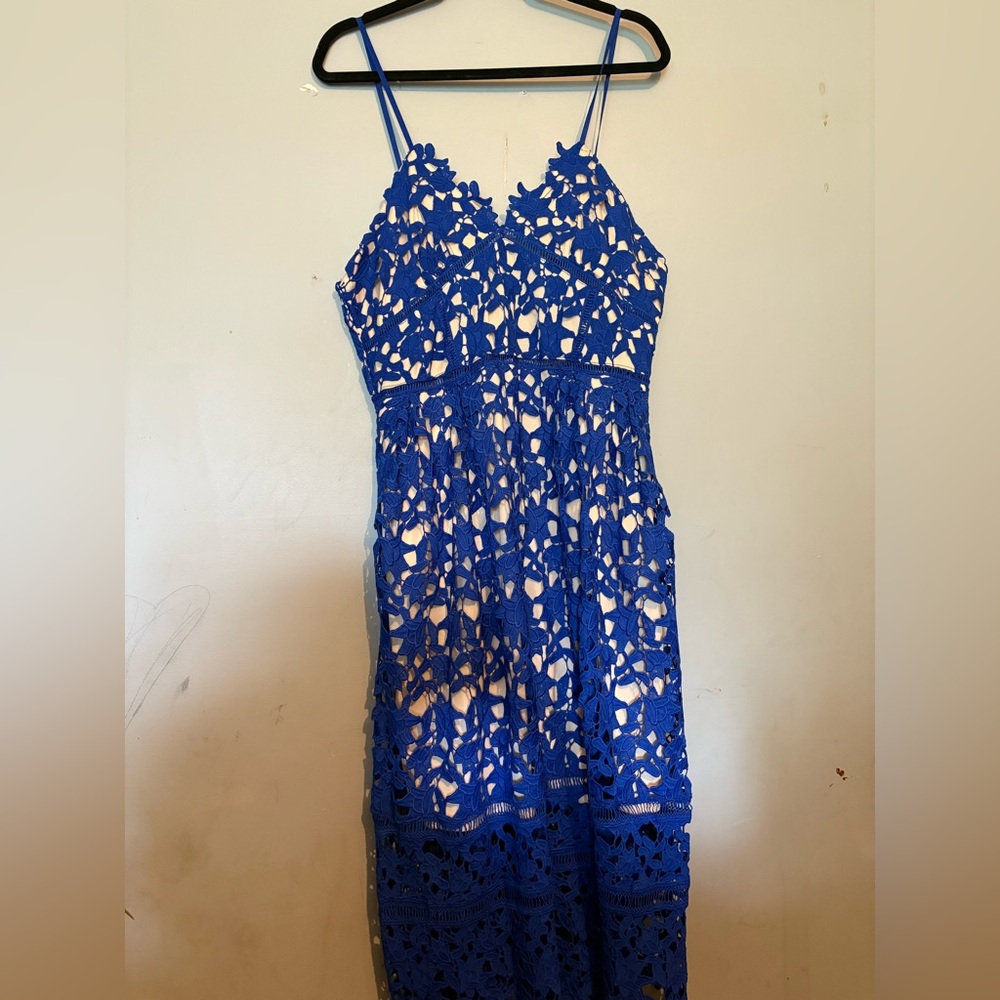 Elegant Blue Lace Dress